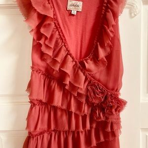 coral color sleeveless blouse size small